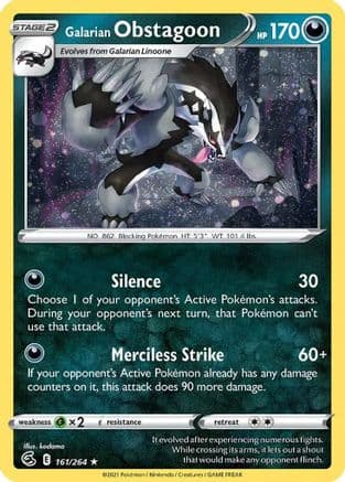 Galarian Obstagoon (Cosmos Holo) 161- Miscellaneous Cards & Products Holofoil