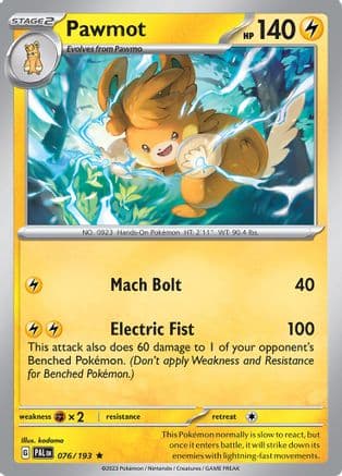 Pawmot 076- SV02 Paldea Evolved Reverse Holofoil