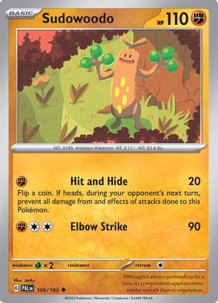 Sudowoodo 109- SV02 Paldea Evolved Reverse Holofoil