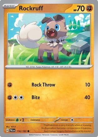 Rockruff 116- SV02 Paldea Evolved Reverse Holofoil