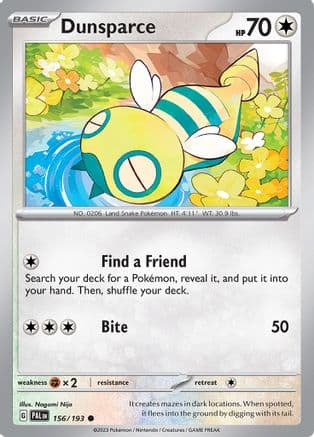 Dunsparce 156- SV02 Paldea Evolved Reverse Holofoil