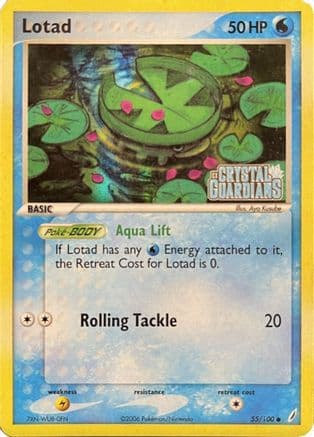 Lotad (EX Crystal Guardians Reverse Holofoil) 55/100 - Crystal Guardians Reverse Holofoil
