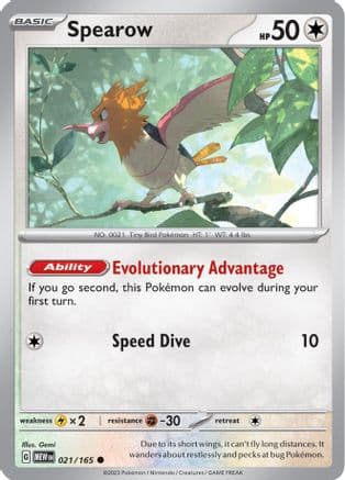 Spearow 021- SV Scarlet & Violet 151 Reverse Holofoil