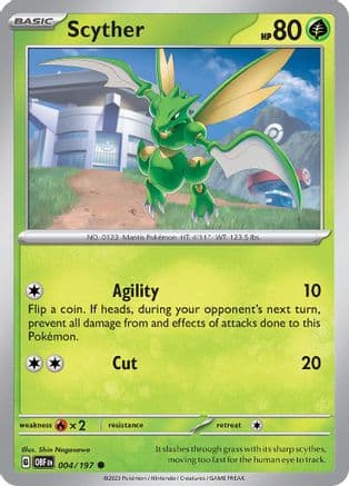 Scyther 004- SV03 Obsidian Flames Reverse Holofoil