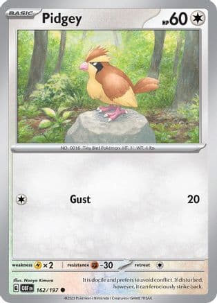 Pidgey 162- SV03 Obsidian Flames Reverse Holofoil