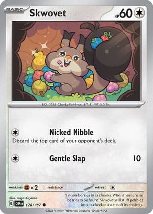 Skwovet 178- SV03 Obsidian Flames Reverse Holofoil