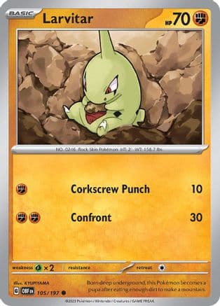 Larvitar 105- SV03 Obsidian Flames Reverse Holofoil