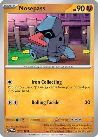 Nosepass 107- SV03 Obsidian Flames Reverse Holofoil