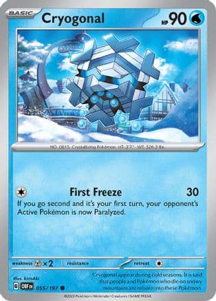 Cryogonal 055- SV03 Obsidian Flames Reverse Holofoil