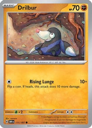Drilbur 111- SV03 Obsidian Flames Reverse Holofoil