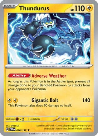 Thundurus 070- SV03 Obsidian Flames Reverse Holofoil