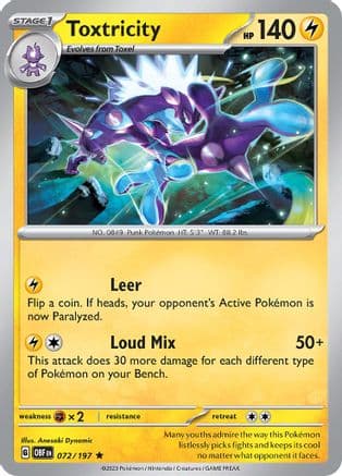 Toxtricity 072 - Holofoil SV03 Obsidian Flames - Rare