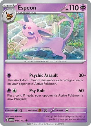 Espeon 086- SV03 Obsidian Flames Reverse Holofoil