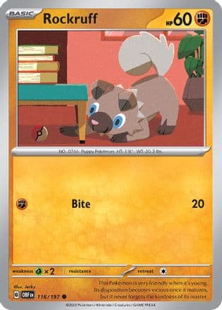 Rockruff 116 SV03 Obsidian Flames - Common