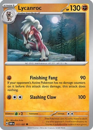 Lycanroc 117- SV03 Obsidian Flames Reverse Holofoil