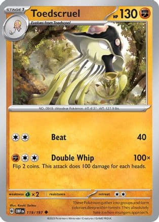 Toedscruel 119- SV03 Obsidian Flames Reverse Holofoil
