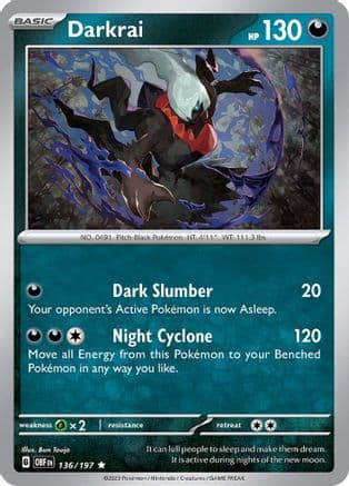 Darkrai 136- SV03 Obsidian Flames Reverse Holofoil