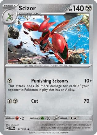 Scizor 141- SV03 Obsidian Flames Reverse Holofoil