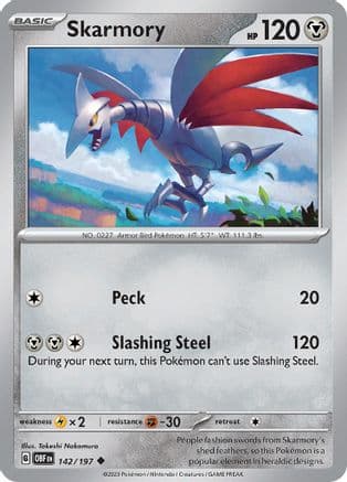 Skarmory 142- SV03 Obsidian Flames Reverse Holofoil