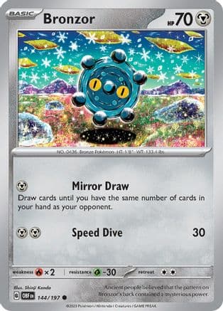 Bronzor 144 - Reverse Holofoil SV03 Obsidian Flames - Common