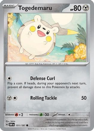 Togedemaru 151- SV03 Obsidian Flames Reverse Holofoil