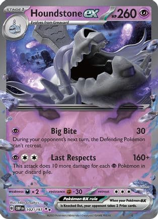 Houndstone ex 102 - Holofoil SV03 Obsidian Flames - Double Rare