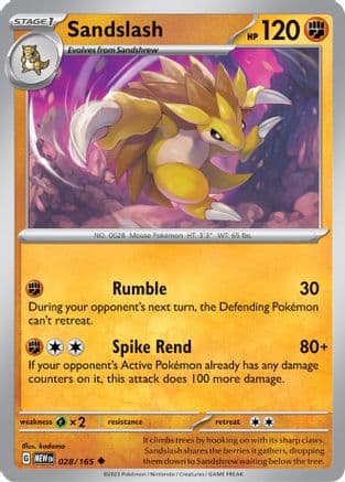 Sandslash 028- SV Scarlet & Violet 151 Reverse Holofoil