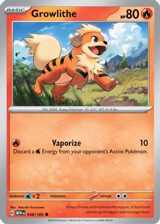 Growlithe 058- SV Scarlet & Violet 151 Reverse Holofoil