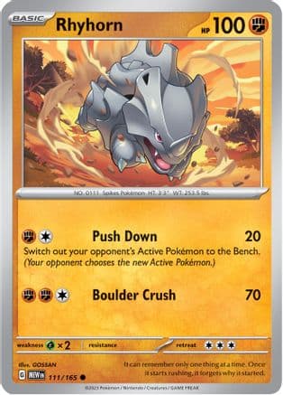 Rhyhorn 111- SV Scarlet & Violet 151 Reverse Holofoil