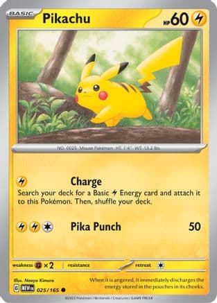 Pikachu 025/165 - SV Scarlet & Violet 151 Reverse Holofoil