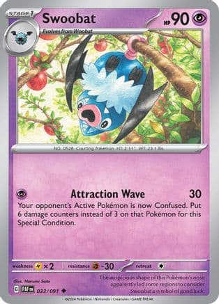 Swoobat 033- SV Paldean Fates Reverse Holofoil