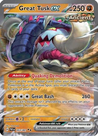 Great Tusk ex 053- SV Paldean Fates Holofoil