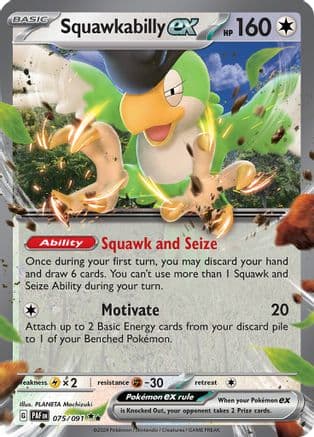 Squawkabilly ex 075/091 - Holofoil SV Paldean Fates - Double Rare