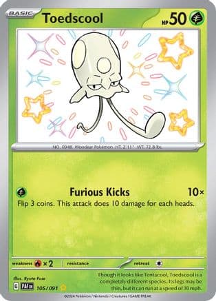 Toedscool 105/091 - Holofoil SV Paldean Fates - Shiny Rare
