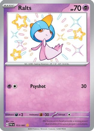 Ralts 153/091 - Holofoil SV Paldean Fates - Shiny Rare