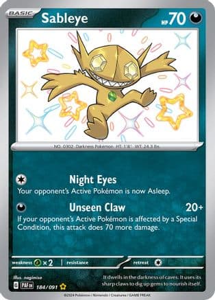 Sableye 184 - Holofoil SV Paldean Fates - Shiny Rare