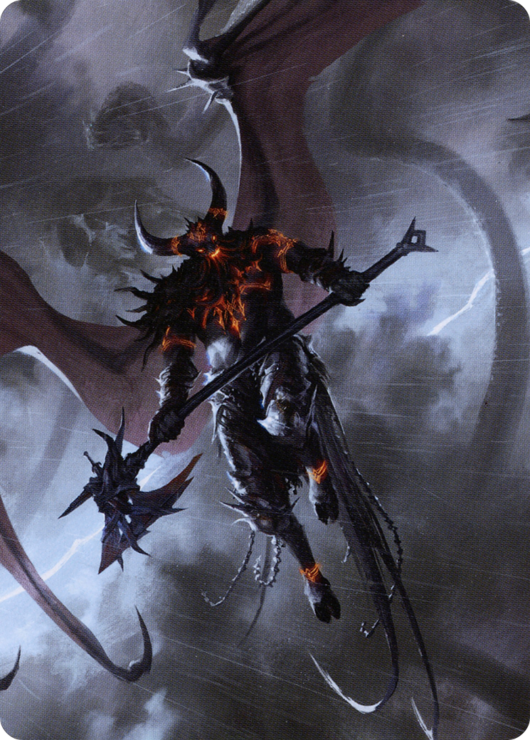 Burning-Rune Demon // Burning-Rune Demon (AKHM-020) - Kaldheim Art Series (Borderless)