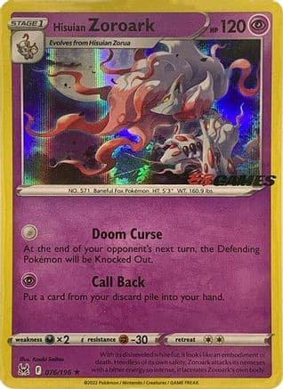 Hisuian Zoroark (EB Games Exclusive) 076/196 - Miscellaneous Cards & Products Holofoil
