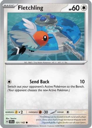Fletchling 121- SV07 Stellar Crown Reverse Holofoil