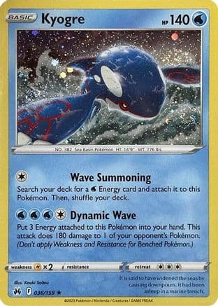 Kyogre (Pixel Holo) 036/159 - Miscellaneous Cards & Products Holofoil