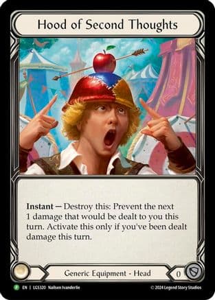 Hood of Second Thoughts - LGS320 (LGS320) - Flesh and Blood: Promo Cards Rainbow Foil