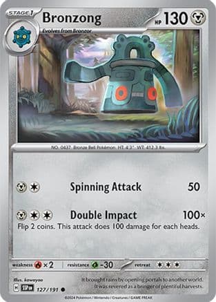 Bronzong 127 - Reverse Holofoil SV08 Surging Sparks - Common