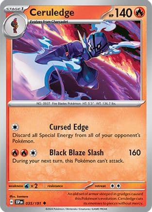 Ceruledge 035/191 - Reverse Holofoil SV08 Surging Sparks - Uncommon