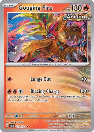 Gouging Fire 038 - Reverse Holofoil SV08 Surging Sparks - Rare