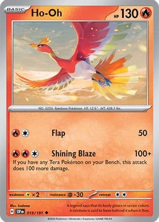 Ho-Oh 019 - Reverse Holofoil SV08 Surging Sparks - Uncommon