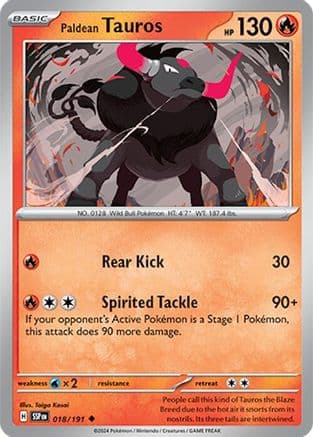 Paldean Tauros 018/191 - Reverse Holofoil SV08 Surging Sparks - Uncommon