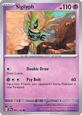 Sigilyph 081 - Reverse Holofoil SV08 Surging Sparks - Common