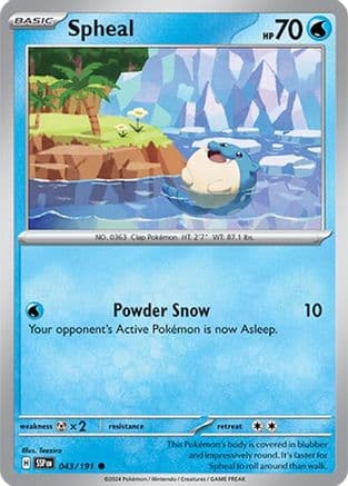 Spheal 043/191 - Reverse Holofoil SV08 Surging Sparks - Common