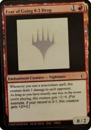 Fear of Going 0-2 Drop (-) - Un-Known Event Playtest Cards