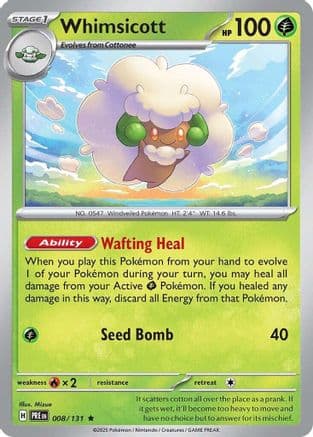 Whimsicott 008- SV Prismatic Evolutions Reverse Holofoil